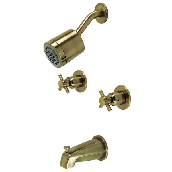 Tub and Shower Faucet, Antique Brass, Wall Mount